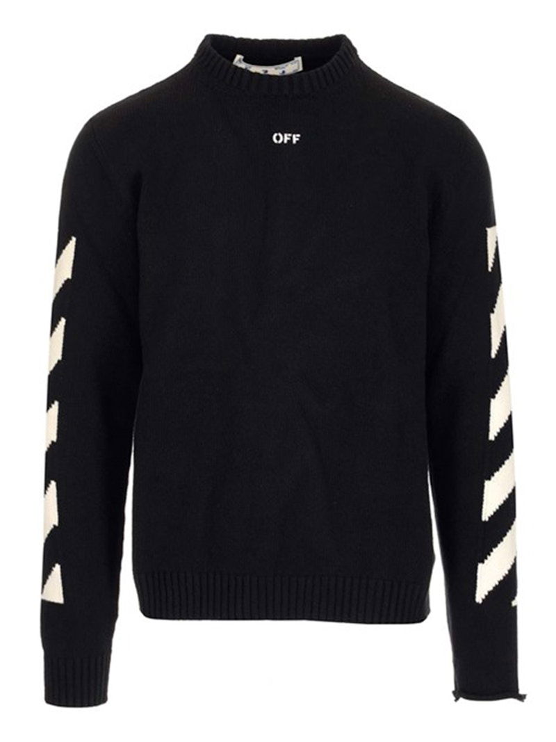 Sveter Off-White Diagonal Crewneck Sweater Čierna | OMHE023C99KNI0011001, 0
