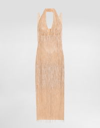 Dolce & Gabbana Sequined Fringe Embellishment Calf-Length Dress