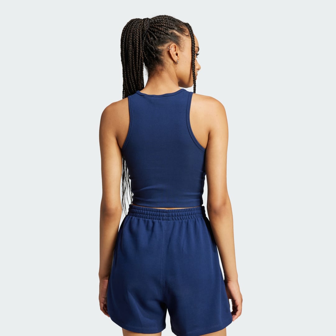 Šortky adidas Performance Ribbed Cropped Tank Top Modrá | JC9010, 1