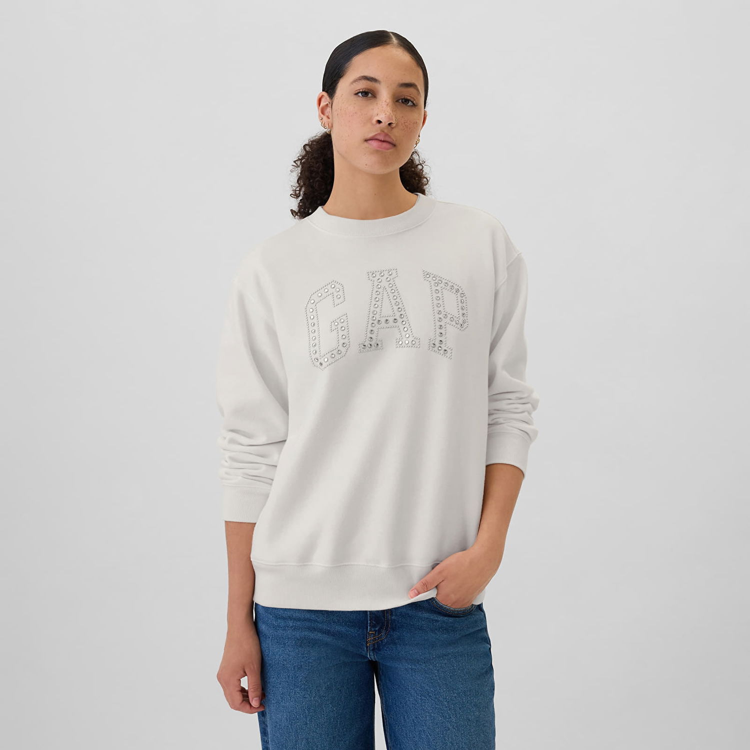 Mikina GAP Logo Crew White Rhinestone Biela | 554936-35, 0