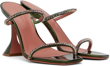 Doplnky Amina Muaddi Amina Muaddi Gilda Crystal-Embellished Heeled Sandals Zelené | GILDA SLIPPER MIRROR, 3