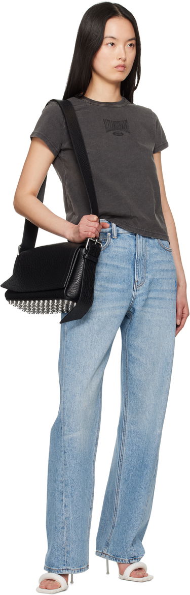 Tričko Alexander Wang Alexander Wang Distressed Logo Shrunken T-Shirt Šedá | 4CC2251540, 3