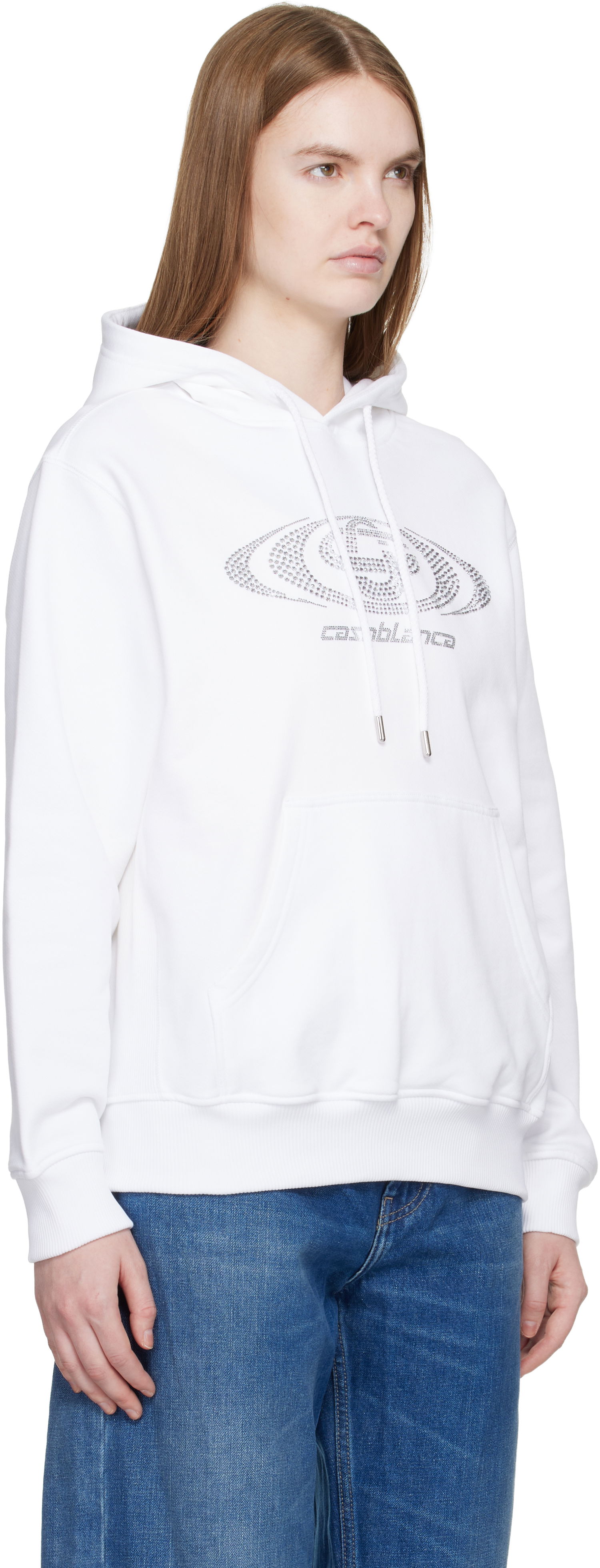 Mikina Casablanca Crystal Warped Logo Hoodie Biela | W-SP26-JTP-362-01, 1