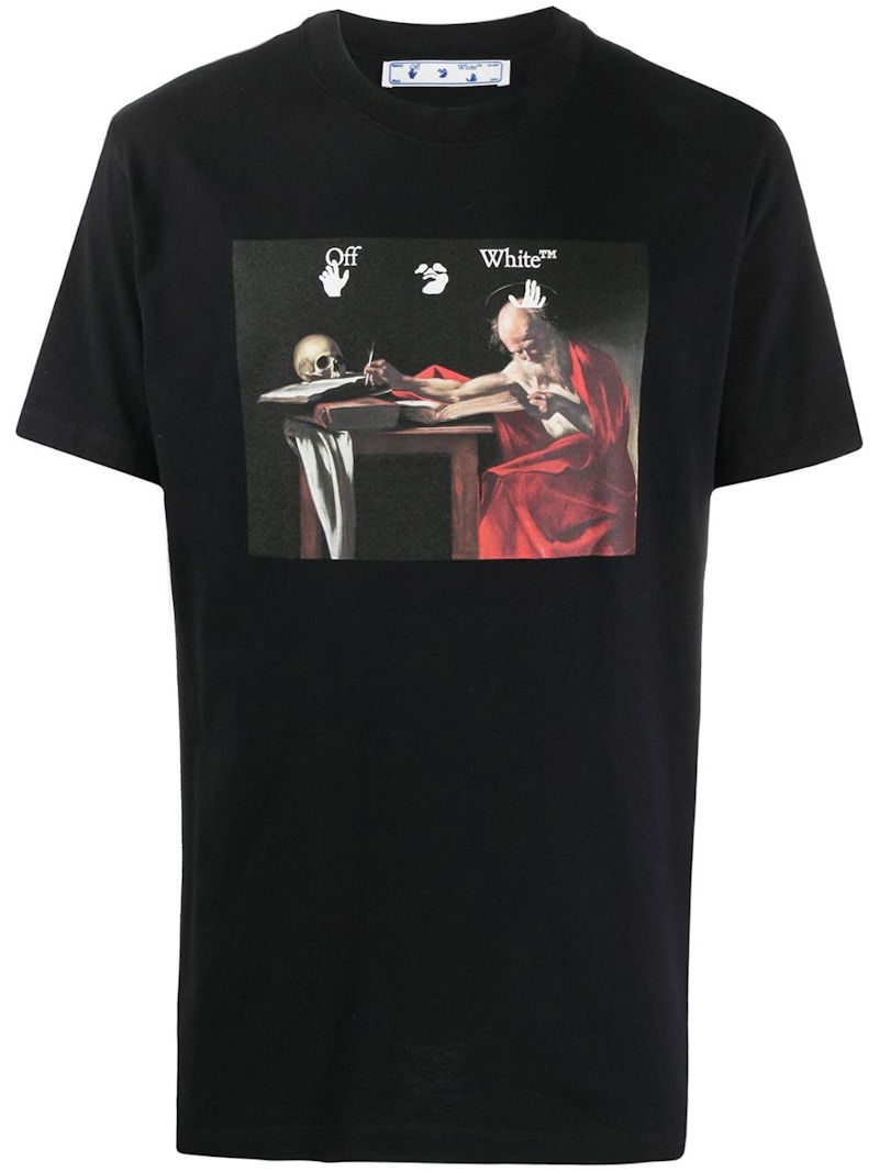 Tričko Off-White Slim Fit Saint Jerome Writing  T-shirt Čierna | OMAA027R21JER0041025