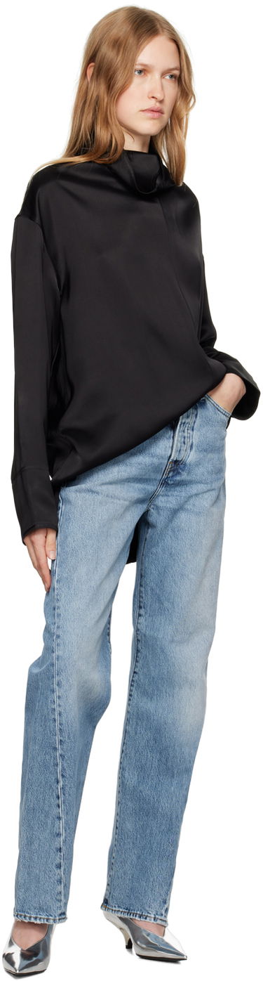 Košeľa TOTEME Funnel Neck Satin Blouse Čierna | 244-WRT0371-FB0208, 3