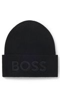 BOSS Wool-Blend Beanie with Embroidered Logo