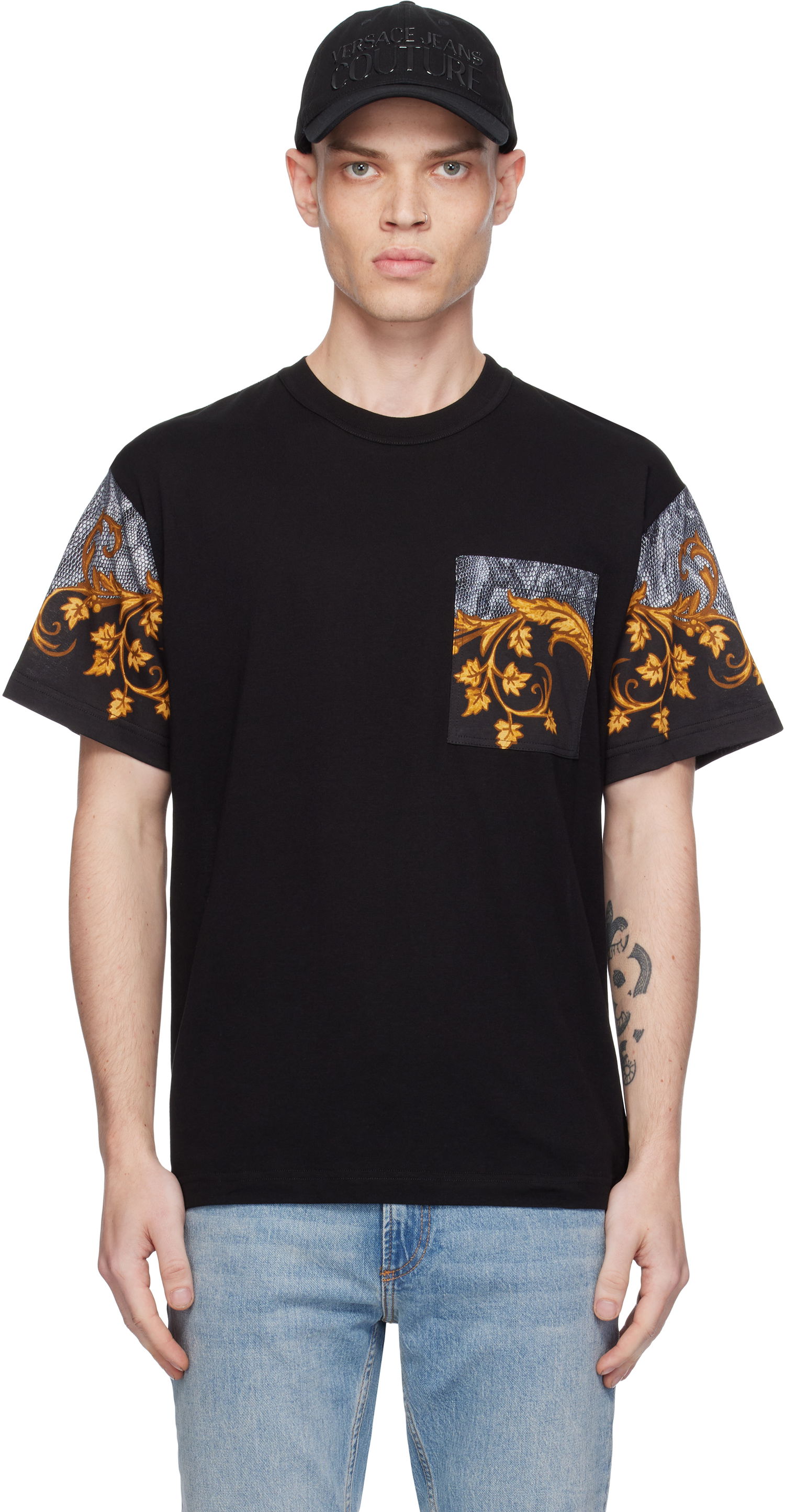 Tričko Versace Lizard Regular Fit T-Shirt Čierna | E77GAH6RL_EJS426, 0