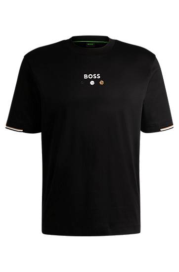 Tričko BOSS Pima Cotton Tee with Tennis Ball Graphics Čierna | 50545292, 0