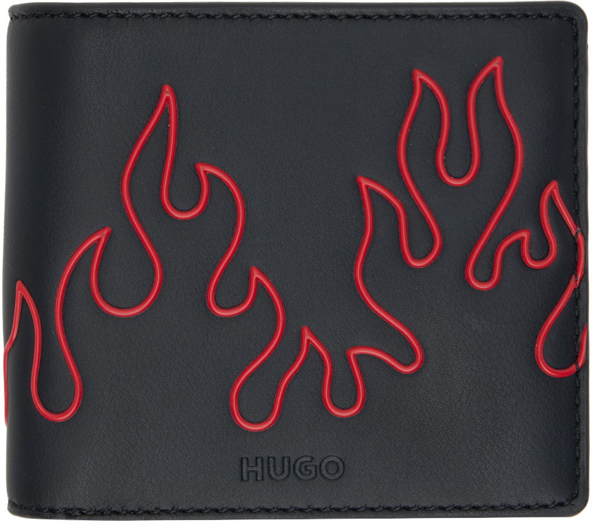 Peňaženka BOSS Hugo Faux-Leather Flame Artwork Wallet Čierna | 50512956, 0
