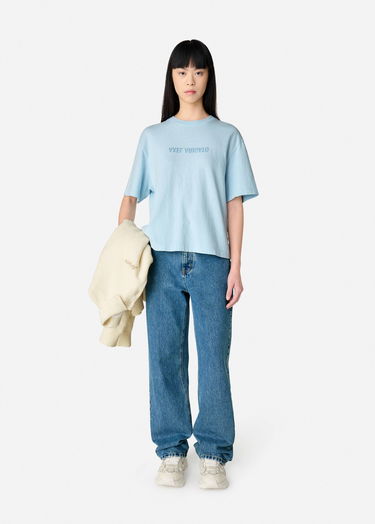 Crop Top AXEL ARIGATO Cropped T-Shirt with Text Embroidery Modrá | A2987001, 4