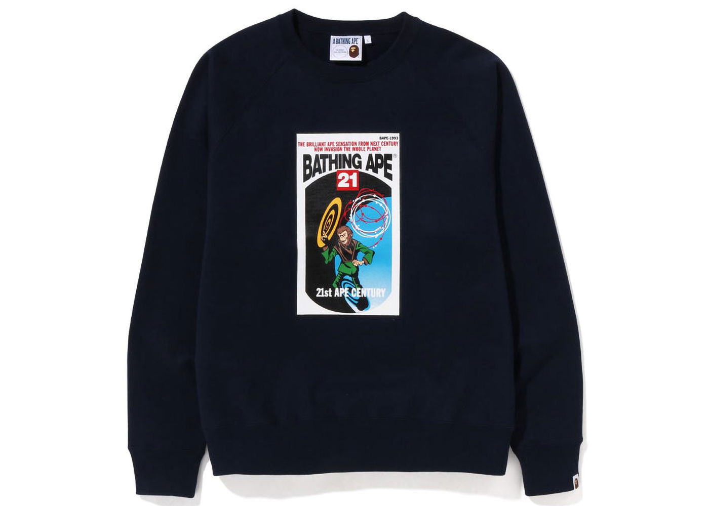 Sveter BAPE Bathing Ape Relaxed Fit 21st Century Crewneck Navy | 1J30-113-001, 0