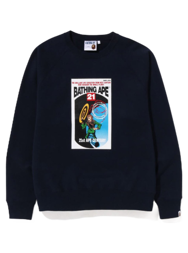 Sveter BAPE Bathing Ape Relaxed Fit 21st Century Crewneck Navy | 1J30-113-001