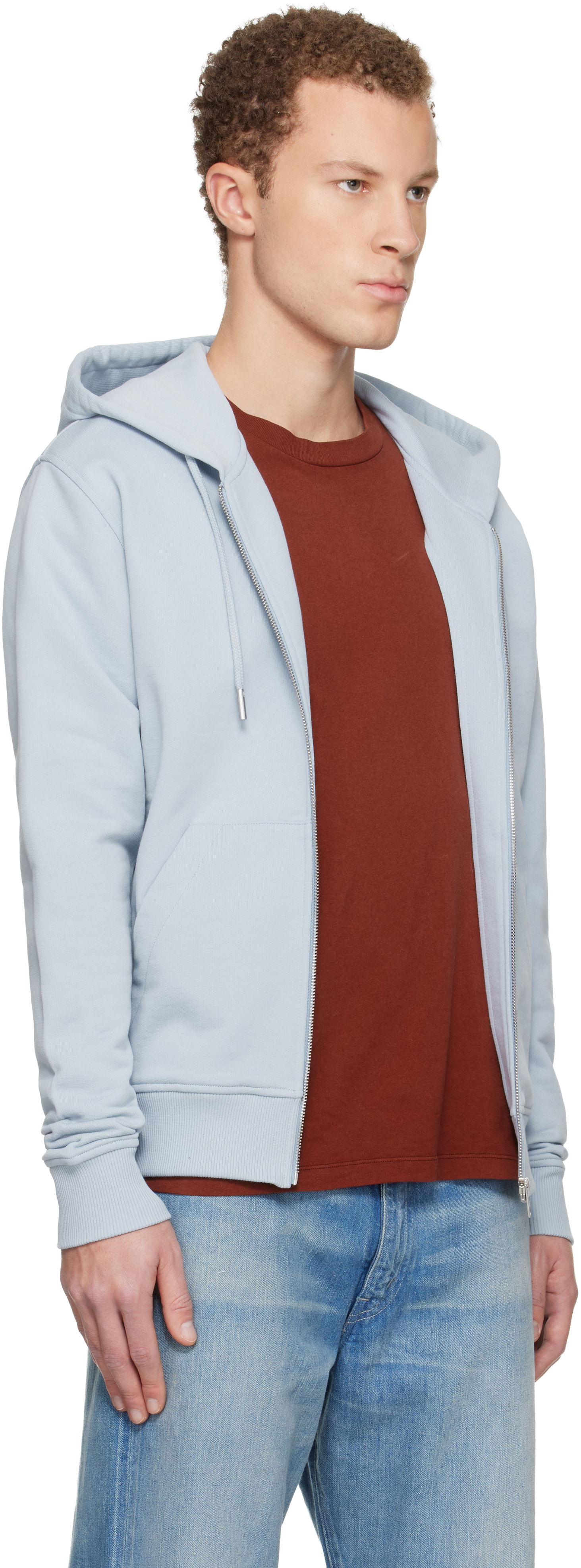 Mikina AMI Cotton Zipped Ami De Coeur Hoodie Modrá | E25HSW765.730, 1