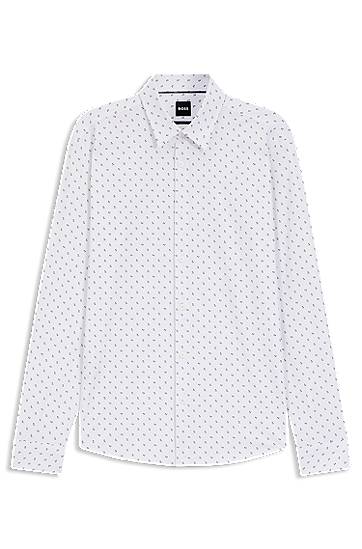 Košeľa BOSS Slim-fit printed performance-stretch jersey shirt Biela | 50550654
