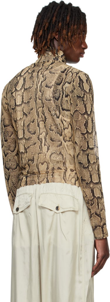 Sveter Dries Van Noten Dries Van Noten Snakeskin Print Turtleneck Top Béžová | 251-021130-1620, 2