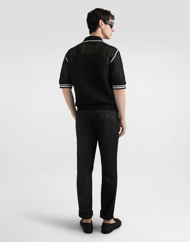 Polo tričko Dolce & Gabbana Dolce & Gabbana Crochet Effect Polo Shirt Čierna | GXZ94ZJBCHEN0004, 2
