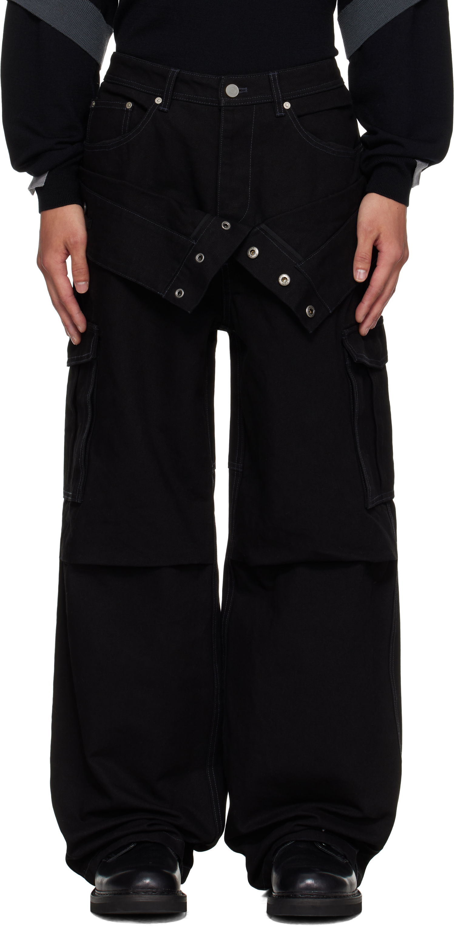 Džínsy Andersson Bell Andersson Bell Double Waist Work Wide-Leg Jeans Čierna | apa834u, 0