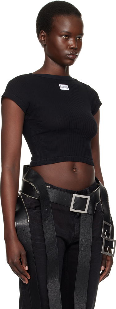 Crop Top Jean Paul Gaultier Jean Paul Gaultier 'The Patch' Ribbed Crop T-Shirt Čierna | 25/33-F-TS105P-J054-00, 1