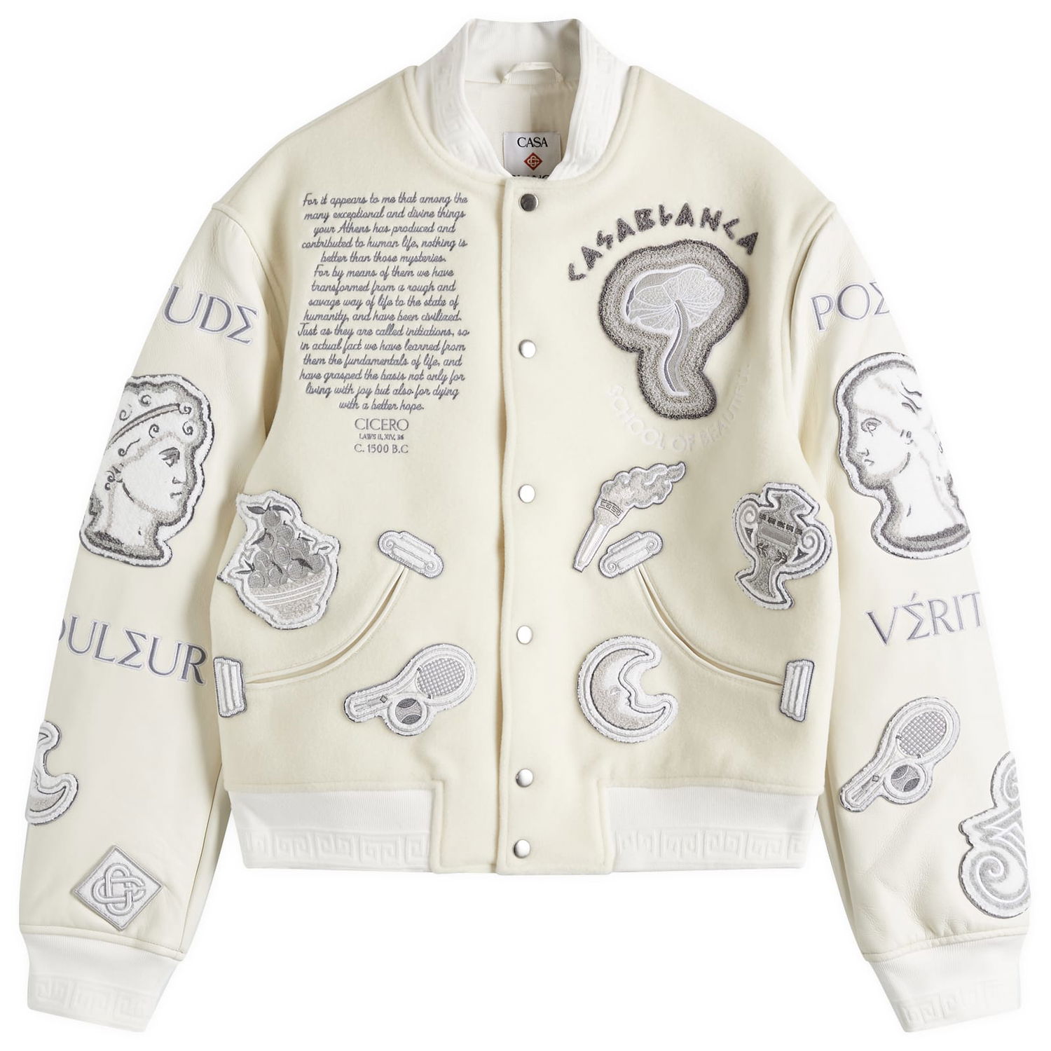 Bomber bunda Casablanca Casablanca Chenille Embroidered Varsity Jacket Size Small Biela | U-MPS25-OT-131-01, 0