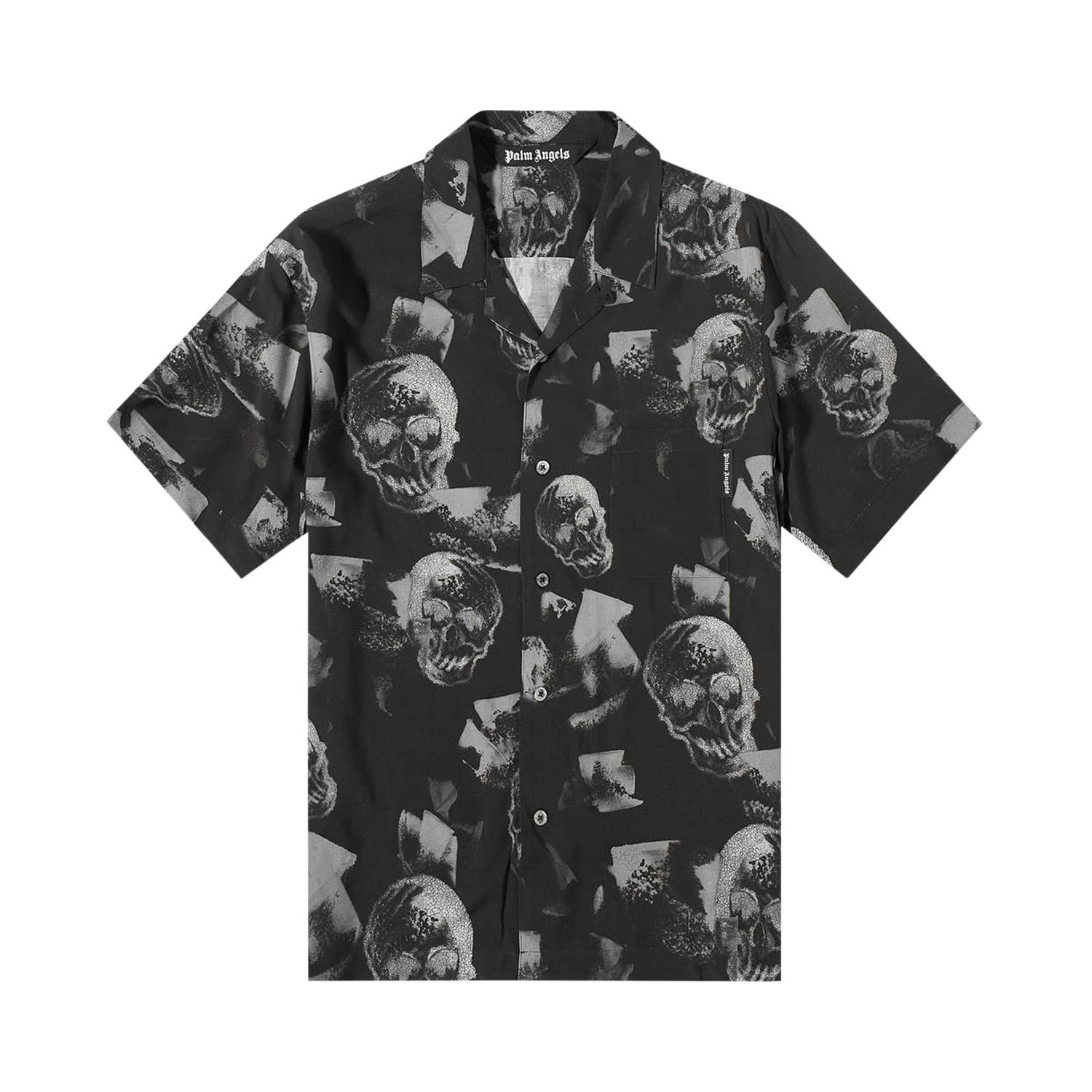Košeľa Palm Angels Skull Print Bowling Shirt Čierna | PMGA110F22FAB0091001, 1