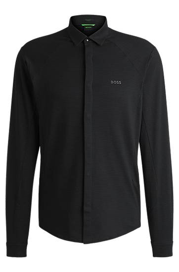 Košeľa BOSS Regular-Fit Knitted Cotton Piqué Shirt Čierna | 50540201, 0