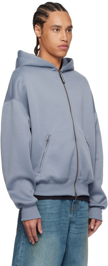 Mikina Palm Angels Palm Angels Neoprene Zip-Up Hoodie Modrá | PMEA292S25FAB0010909, 1