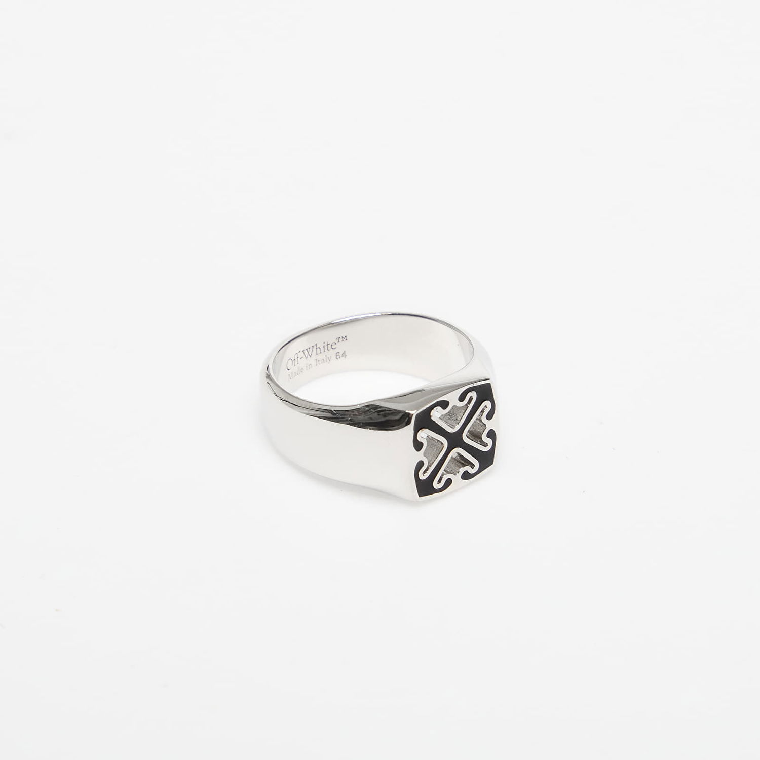 Prsteň Off-White Enamel Arrow Ring Silver/ Black Metalická | OMOC078C99MET0017210, 1