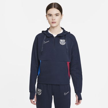Mikina Nike F.C. Barcelona 1/4-Zip Fleece Football Hoodie Navy | CW5269-451, 0