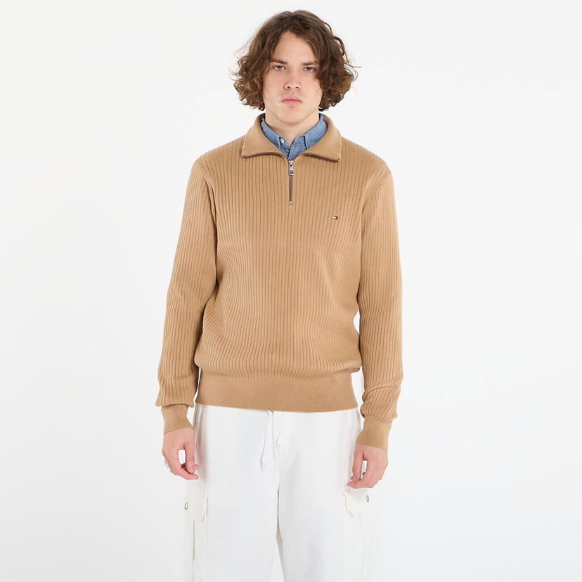 Sveter Tommy Hilfiger Timeless Pima Cotton Cash Structure Quarter-Zip Mock Neck Sweater Béžová | MW0MW40448 GV7