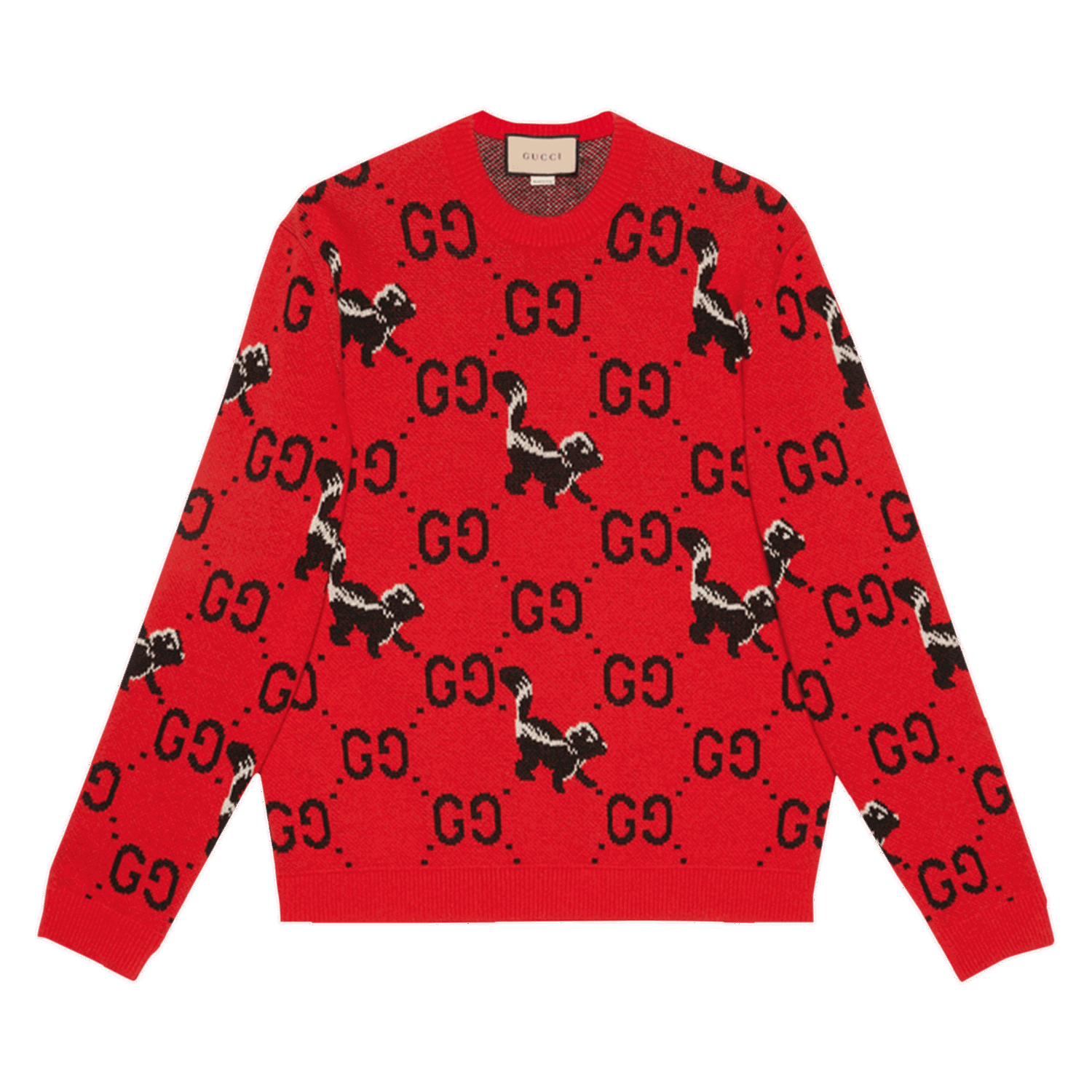 Sveter Gucci GG And Skunk Wool Knit Sweater Červená | 711576 XKCL2 6229, 0
