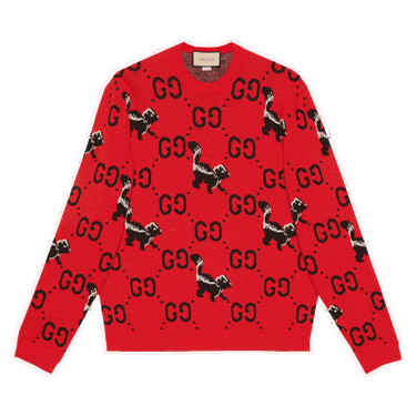 Sveter Gucci GG And Skunk Wool Knit Sweater Červená | 711576 XKCL2 6229, 0