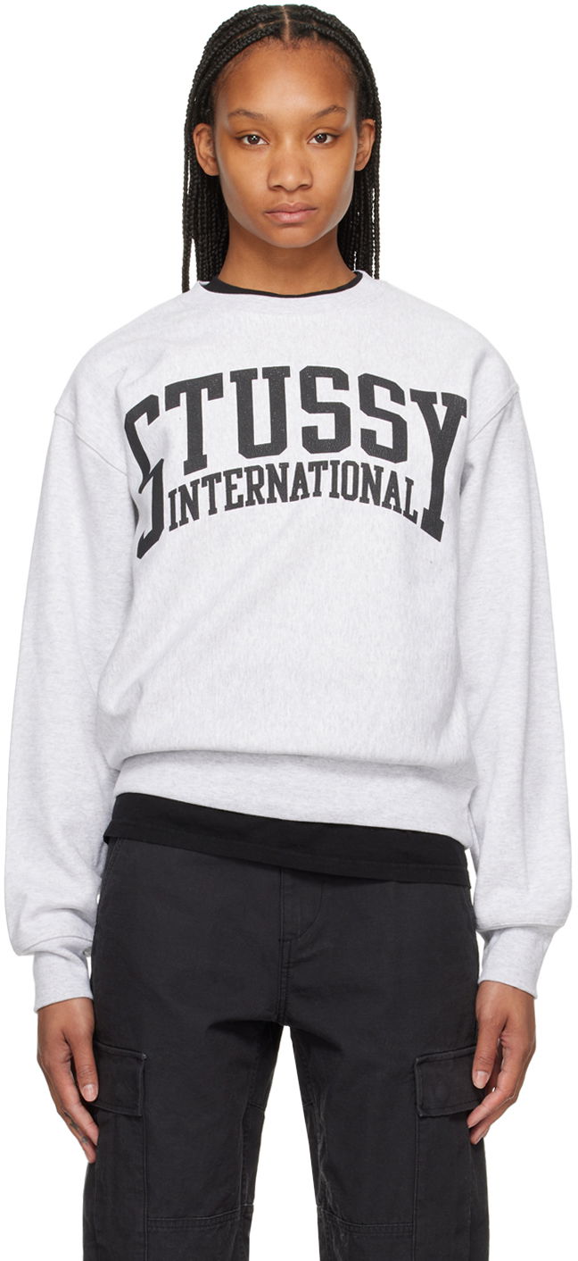 Mikina Stüssy Gray Screen-Printed Sweatshirt Biela | 1915003