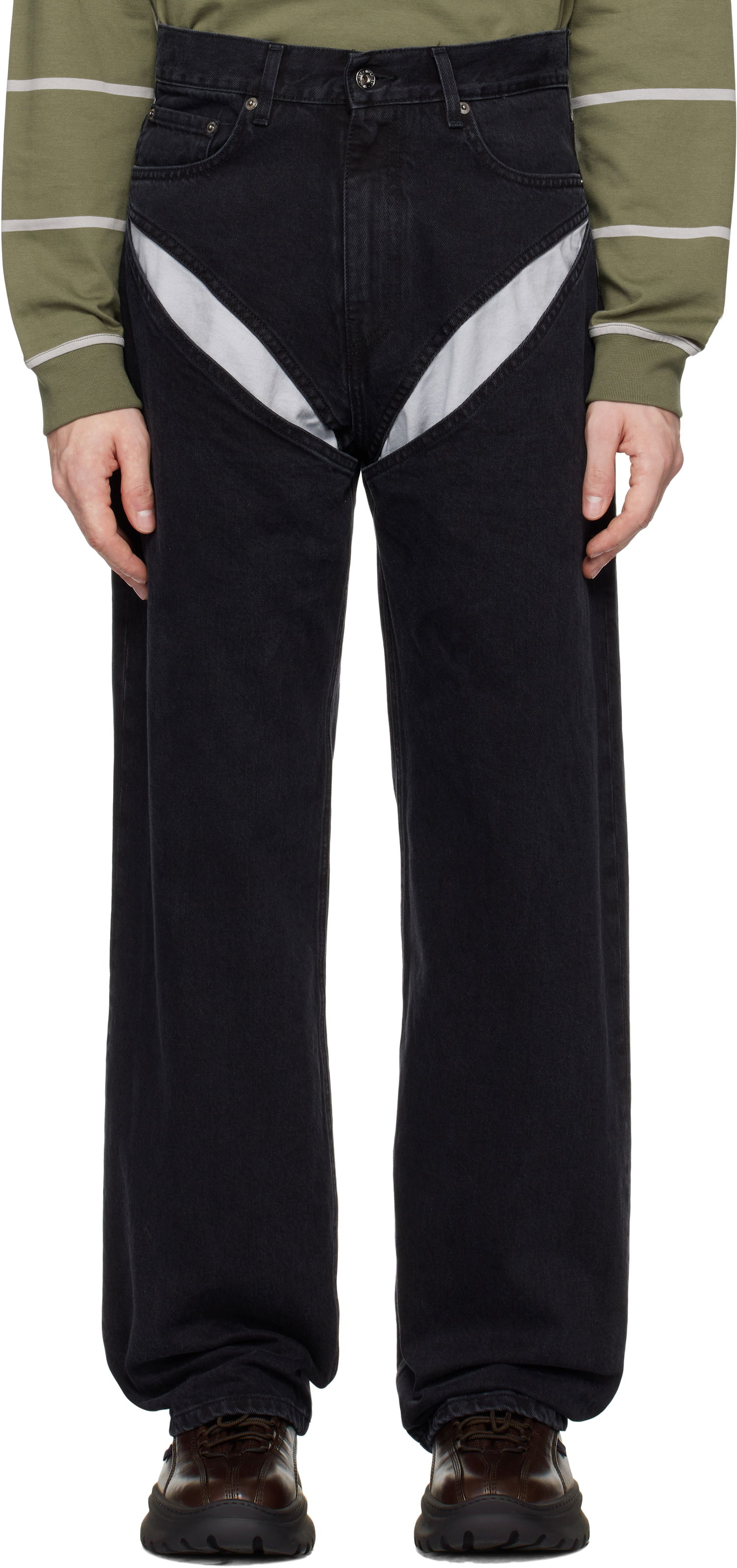 Džínsy Y/PROJECT Black Cut Out Jeans Čierna | 207PA006, 0