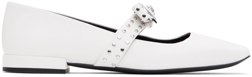 Versace Gianni Ribbon Studded Ballerina Flats