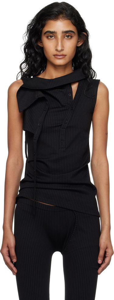Tielko Ottolinger Ottolinger Ada Pinstripe Sleeveless Top Čierna | 102-106004-01, 0