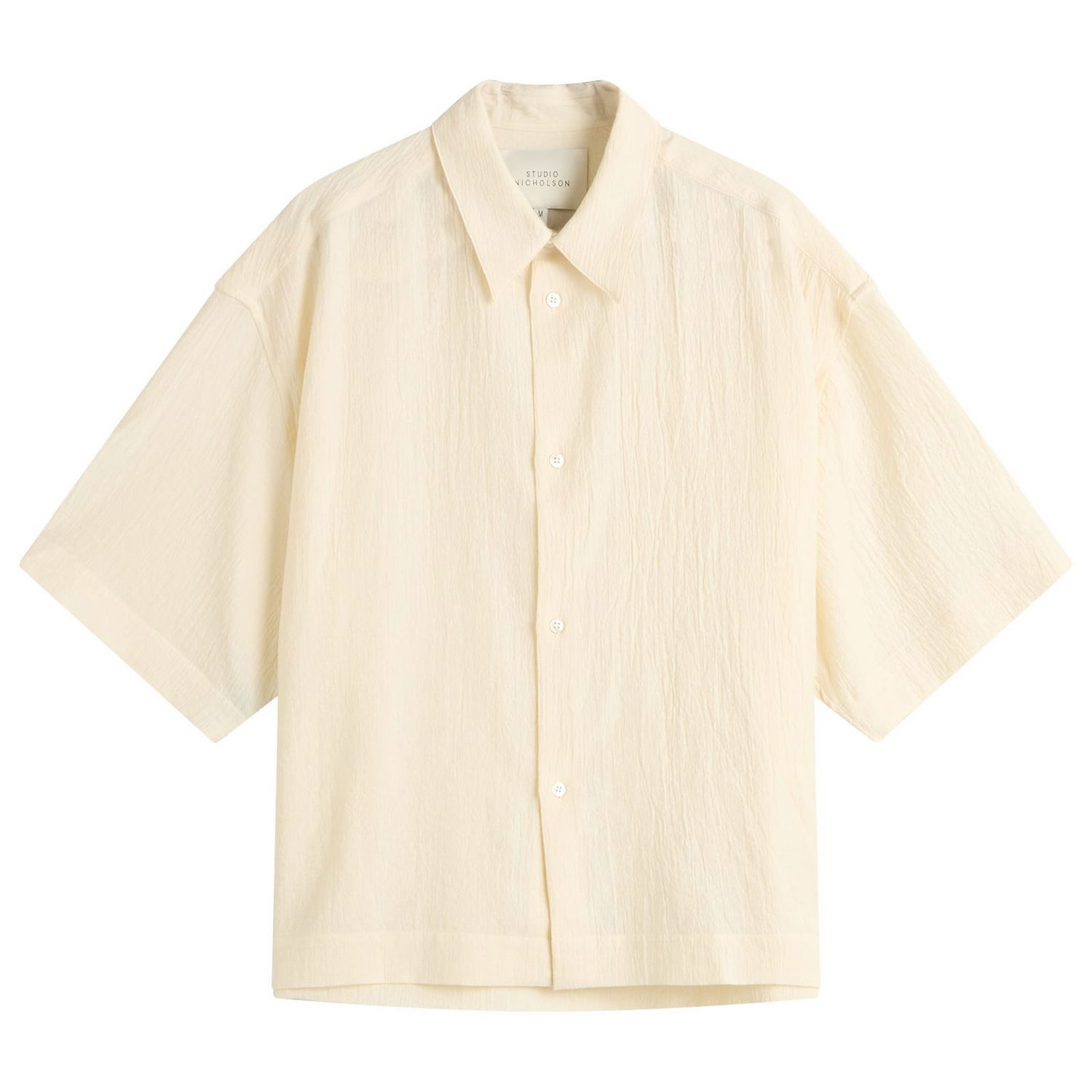 Košeľa Studio Nicholson Boxy Short Sleeve Shirt, Size X-Large Béžová | SANKOSNM-1267-MLK, 0