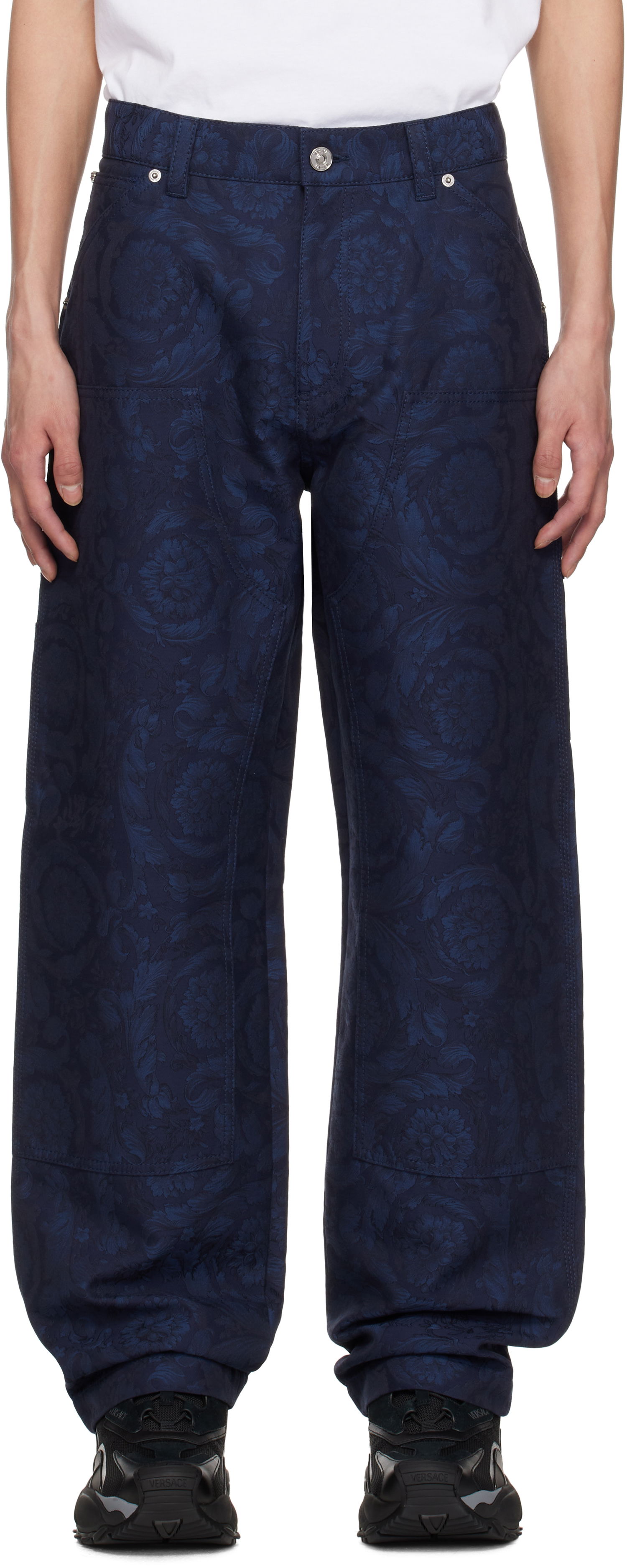 Džínsy Versace Versace Barocco Jacquard Carpenter Trousers Modrá | 1018885_1A09781, 0