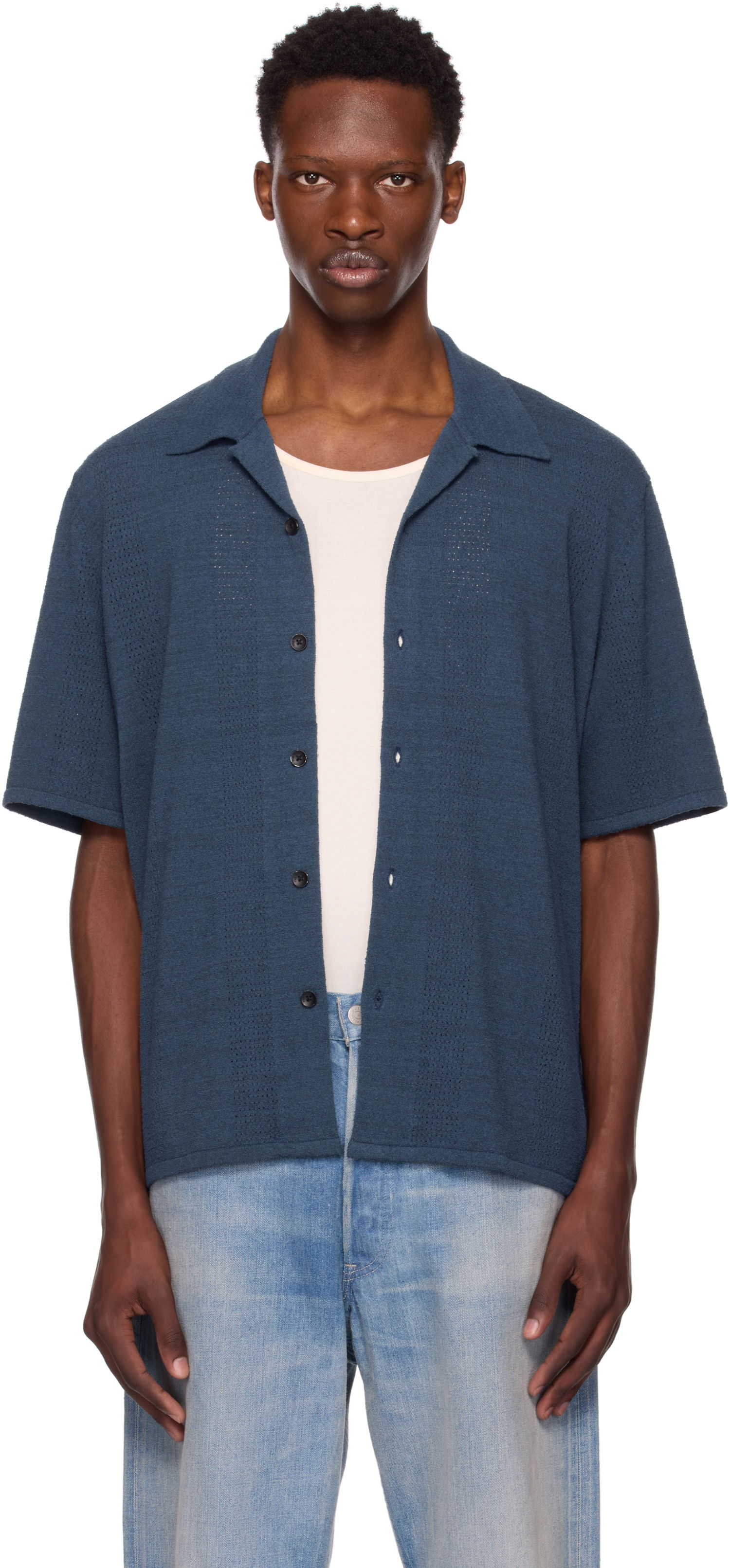 Košeľa rag & bone Rag & Bone Avery Zuma Knitted Shirt Modrá | MBS25P020NC20, 0