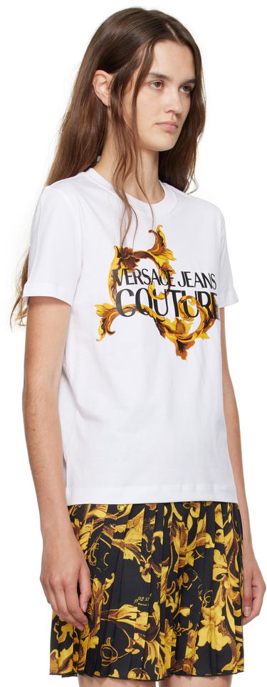Tričko Versace Versace Jeans Couture Cotton Jersey T-shirt with Baroque Print Čierna | E79HAHE06_ECJ00E, 4