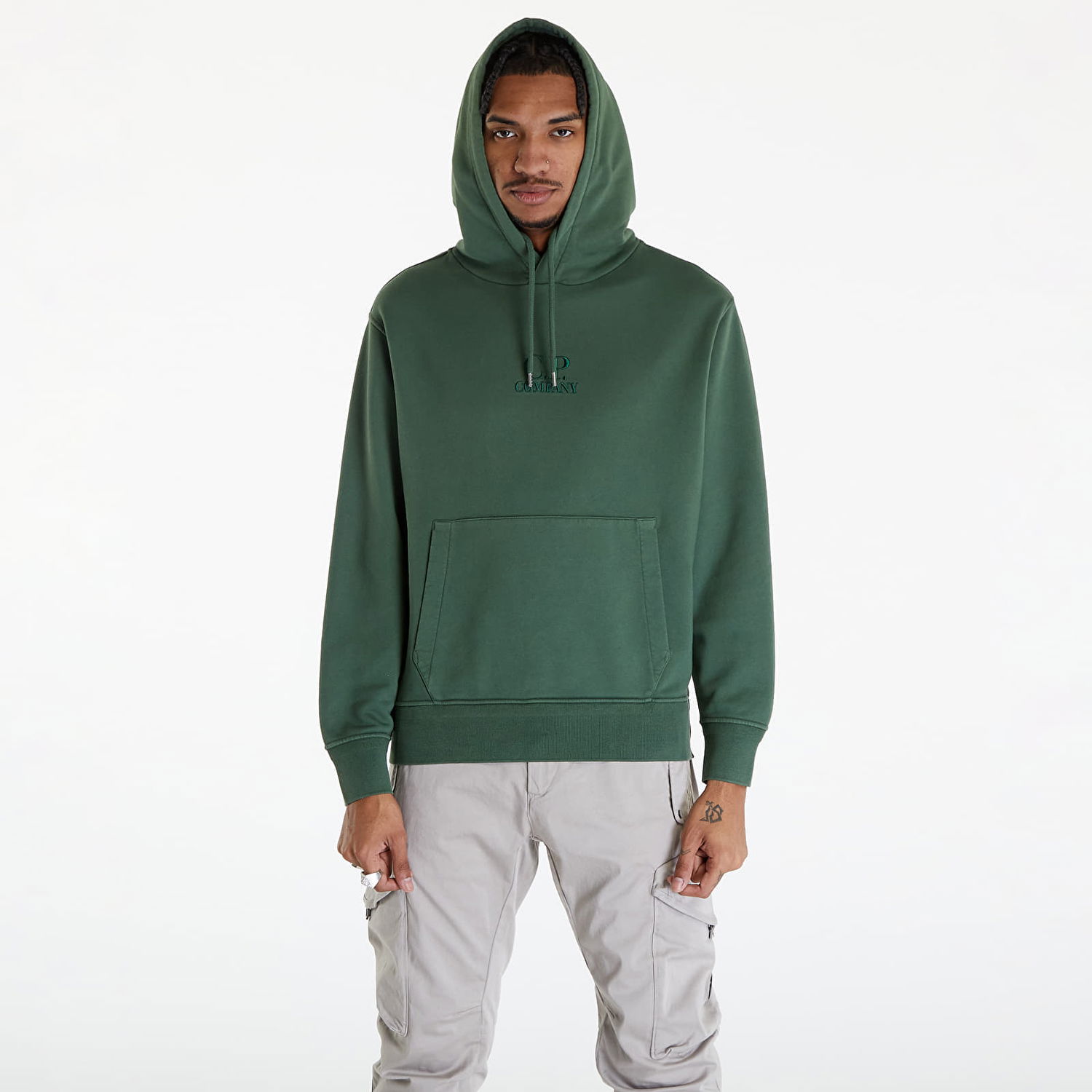 Mikina C.P. Company Cotton Diagonal Sweat Hoodie Duck Green Zelené | 16CMSS099B110044R-649, 0