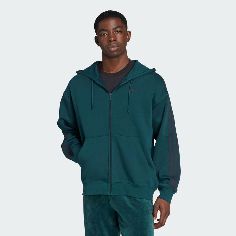 Mikina adidas Performance Adicolor Oversize Zip Hoodie Zelené | JX1549