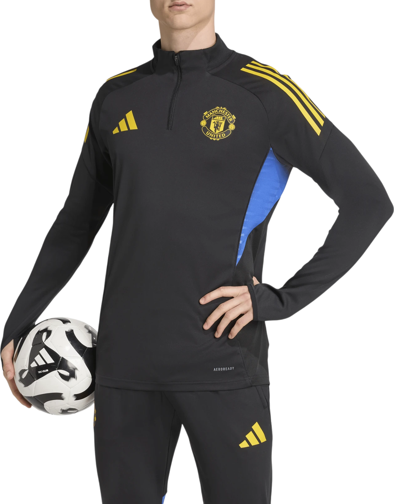 Mikina adidas Originals Manchester United AEROREADY Quarter-Zip Long-Sleeve Training Top 2025/26 Čierna | jp3143, 0