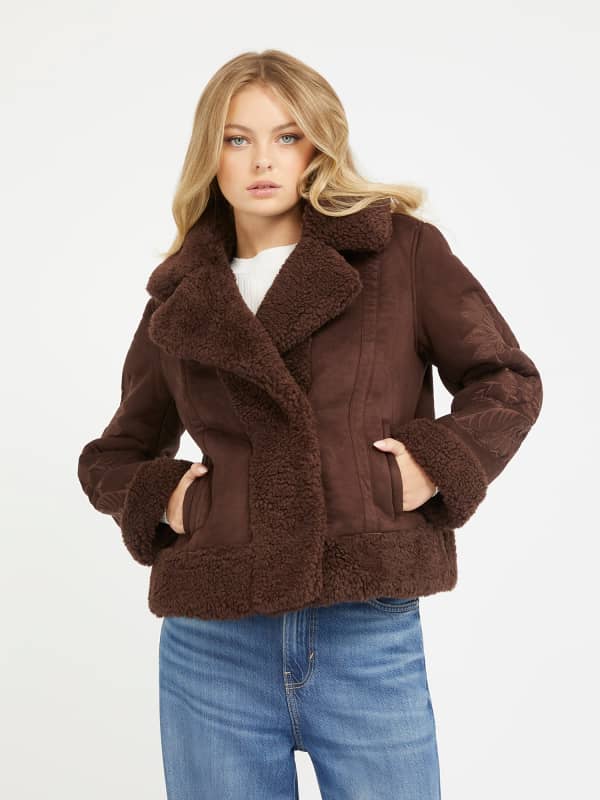 Bunda GUESS Faux Hnedá | W3BL09KAU90, 0