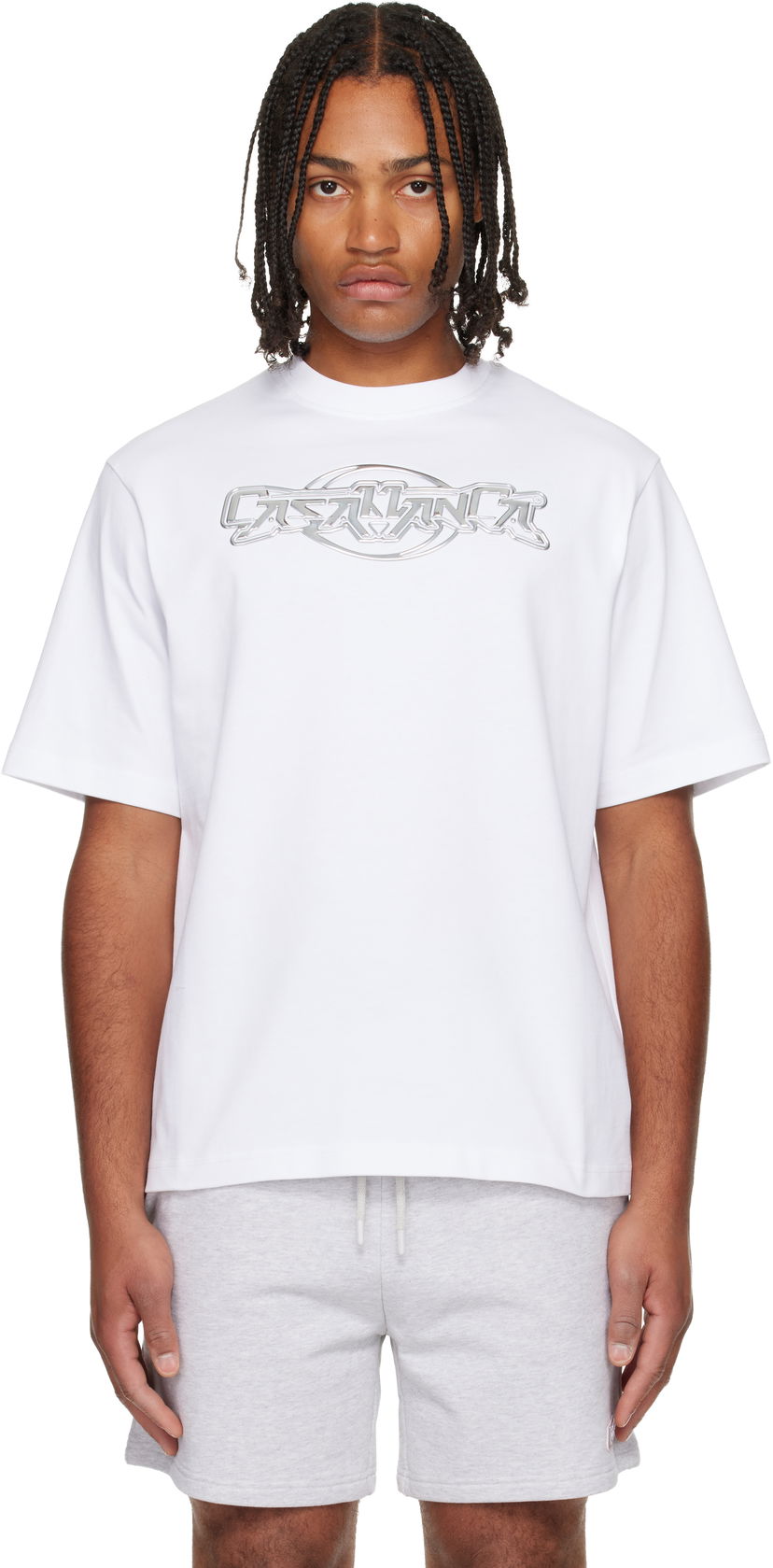Tričko Casablanca 'Casablanca' Chrome Oversized Short Sleeve T-shirt Biela | M-AW25-JTS-044-06