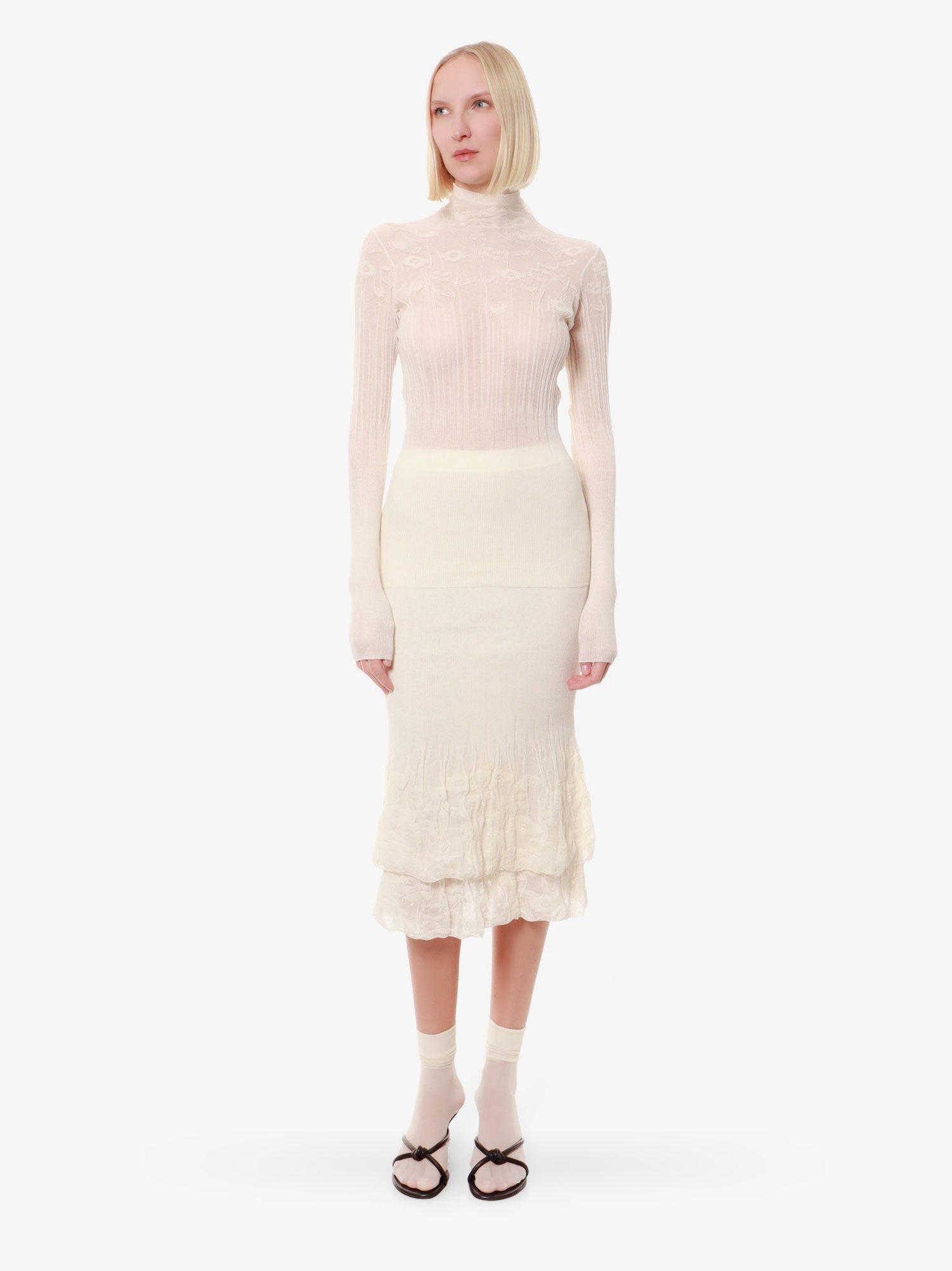 Sveter Bottega Veneta Turtleneck Top Biela | 772544V3MM09071, 1