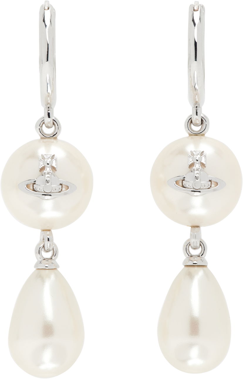 Náušnice Vivienne Westwood Martha Dangle Pearl Orb Earrings Biela | 62020177-02P103-