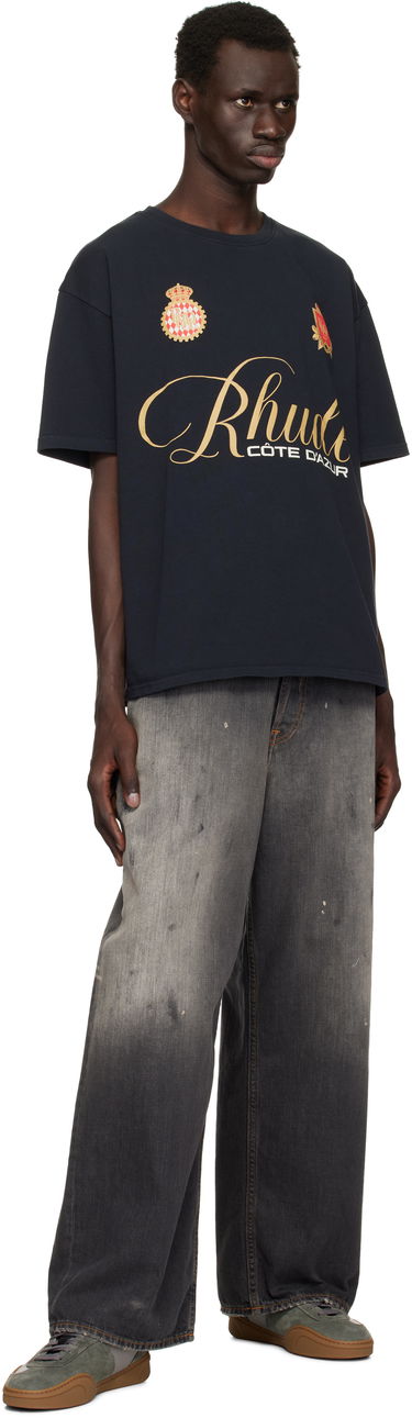 Tričko Rhude Rhude Script Crest T-Shirt Navy | RHPS25TT07012, 3