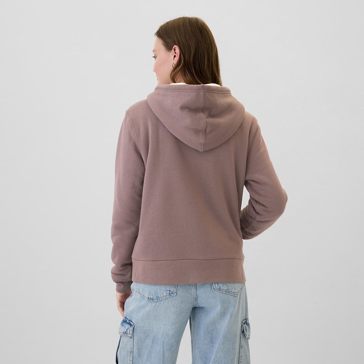 Mikina GAP Logo Sherpa Fullzip Hoodie Wassel Hnedá | 498594-00, 1