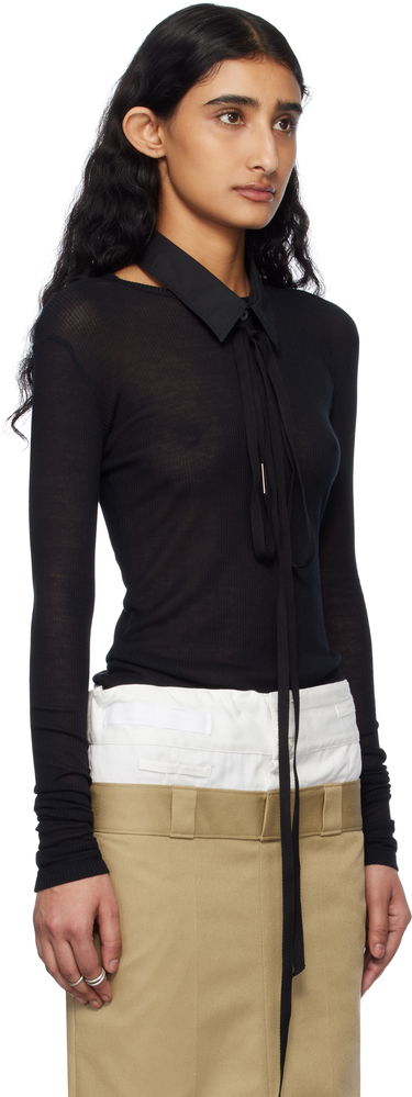 Sveter Ann Demeulemeester Ann Demeulemeester Fiene Long Sleeve T-Shirt Čierna | 2510-W-JTS12-FA570-099, 1