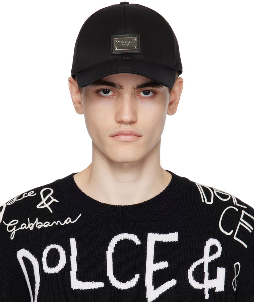 Šiltovka Dolce & Gabbana Black Plaque Cap Čierna | GH590AGF421